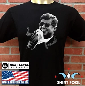 JOHN F KENNEDY ***COOL JFK***  SMOKING CIGAR WEARING SUNGLASSES BLACK T-SHIRT - Picture 1 of 4