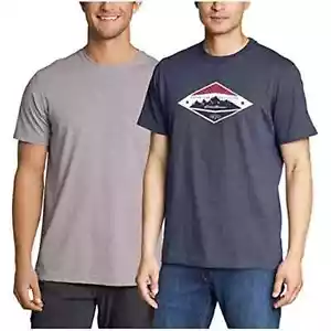 Eddie Bauer Men's Tee Shirts, 2-Pack (Blue Graphic/Gray Heather Solid, 3XL - Picture 1 of 3