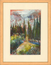 Fiona C. Goldbacher - 20th Century Watercolour, Cypress Trees