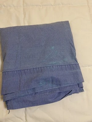 LRL Ralph Lauren Azul Rayas Estrechas DOBLE Sábana Plana VER DESC Foto 1 de 4