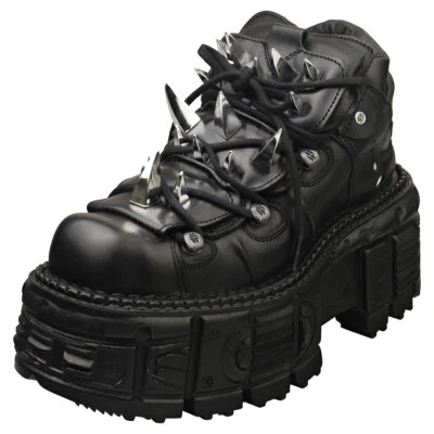 New Rock M-106g-c1 Unisex Fashion Boots in Black - 6 US - Image 1 of 4