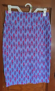 Falda lápiz LULAROE para mujer S plumas azules CASSIE - Imagen 1 de 4