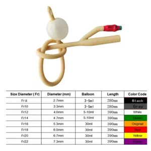 8FR-22FR Medical 2 Way Latex Urinay Catheter Urology w/ Valve Urethral Catheter - Picture 1 of 18