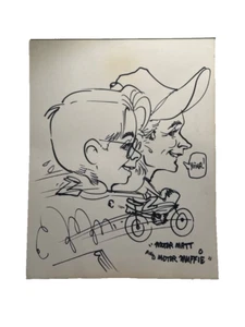 Motor Matt Motor Muffie Comic Style Vintage Caricature Drawing Artwork Original - Picture 1 of 5