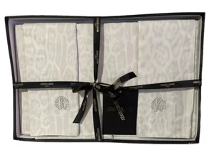 Roberto Cavalli Home Linen Duvet Cover 2 Pillow Shams White & Grey Italy - Picture 1 of 7