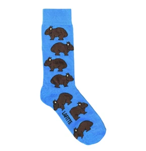 845019 WOMBAT BLUE LAFITTE PATTERNED SOCKS COMBED COTTON MENS SIZE AU 6-11 - Picture 1 of 1