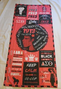 New Delta Sigma Theta 1913 Towel Microfiber 64" by 31" Beach Red Black OO-OOP - Picture 1 of 5