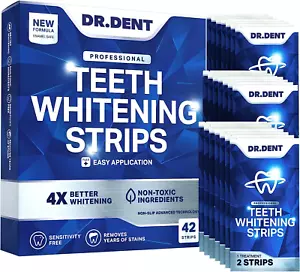 DRDENT Professional Teeth Whitening Strips 21 Treatments - Safe for Enamel - Non - Picture 1 of 12