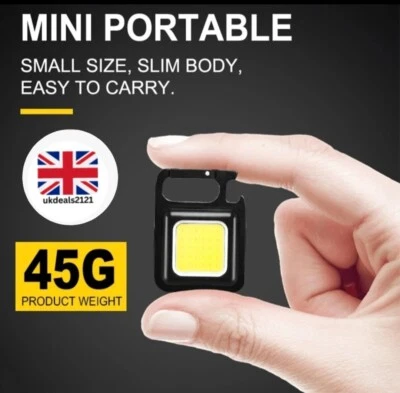 Mini LED 800 Lum USB Recargable COB Llavero Luz de Trabajo Magnético Portátil