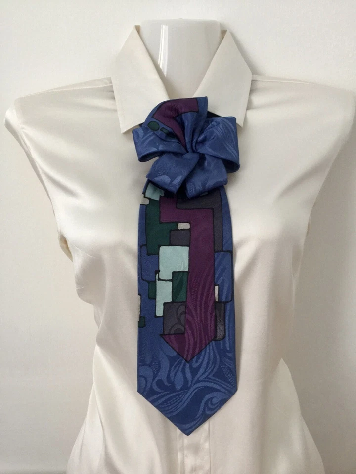 Corbata Mujer Seda 100% Italia. Collar collar corbata broche hecho a mano Foto 1 de 3