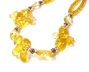 Large Fancy 925 Sterling Silver 200cttw Faceted Golden Citrine Necklace F72 - Picture 1 of 3