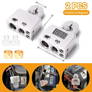 2PCS Auto Car Audio Battery Terminals Connectors 0/4/8 AWG Power Post Clamps Kit - Picture 1 of 8