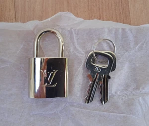 #6 Louis Vuitton PadLock Lock &2 Key Brass Shinny Silver Number 315 - Picture 1 of 12