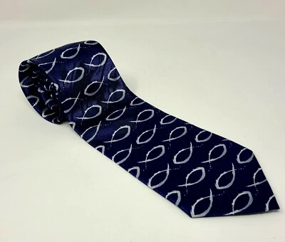 Corbata para hombre Gospitality Christian Fish Faith azul marino Pascua Foto 1 de 4