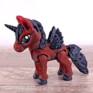 3D printed Tiny Alicorn articulated and adjustable toy flexi fidget Red Shadow - Picture 1 of 5