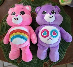 2 10” Basic Fun Care Bears  Purple & Pink  Glitter   Look At Pictures  2022 - Picture 1 of 17