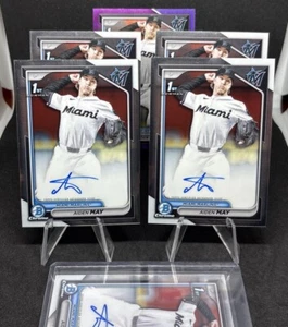 2024 Bowman Draft 1st Lot Aiden May (6) Base Auto’s 5x & Purple Refractor /250 - Picture 1 of 7