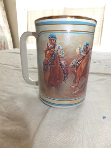 SECRETARIAT FRED STONE TRIPLE CROWN 1973 COFFEE MUG SIGNED Limited Ed RARE Cover