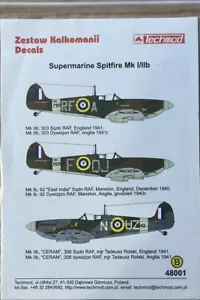 Zestaw Kalkomanii Techmod Decals Item 48001 B Supermarine Spitfire MK I/IIb - Picture 1 of 1
