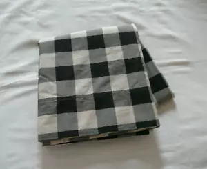 VINTAGE RALph LAUren BLACK IVORY GRAY CHECK FULL SIZE COTTON SHEET  IREGULAR - Picture 1 of 4