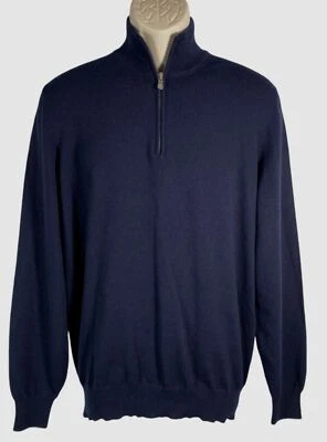 Suéter Brunello Cucinelli Para Hombre Azul Cachemira Cuarto Cremallera Talla 54 Foto 1 de 3