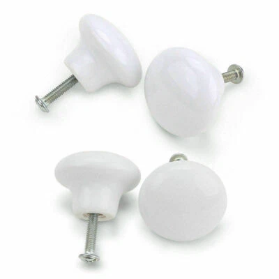 WHITE CERAMIC 38mm DOOR KNOBS 2/10/32 PACK Kitchen/Bedroom Drawer Pull Handles - Image 1 of 2