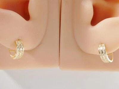 PENDIENTES HUGGIE ARO DOS LÍNEAS ORO AMARILLO MACIZO REAL 10K Foto 1 de 4