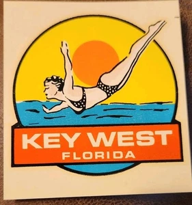 Vintage Diver Key West Florida Wasserrutsche Fahrzeug Aufkleber 60er - 70er Jahre - Bild 1 von 2