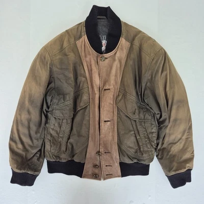 Chaqueta HUGO BOSS Marrón Hombre Abrigo Bombardero Abotonada Algodón Cuero Foto 1 de 4