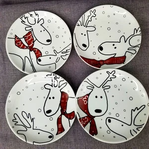 Oh Hirsch! Rentier Weihnachtsteller 4er Set - Dillard’s BIA 6,5” Feiertag Dessert - Bild 1 von 9