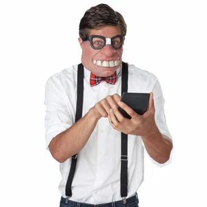 Geeked Out Nerd 1950s Cartoon Funny Men Costume Half Face Mask - Picture 1 of 1