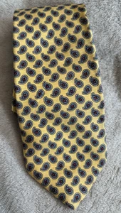 Robert Talbott Men's Designer Necktie Gold Yellow Paisley Silk - Picture 1 of 7