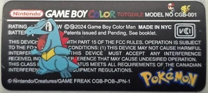 1 (ONE) Nintendo GAME BOY COLOR CGB-001 MATTE VINYL TOTODILE 🦖 POKEMON LABEL - Picture 1 of 3