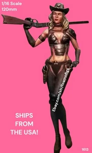 1/16 120mm Western Cowgirl in Heels Chaps w/ Winchester & Pistols Model Kit 1613 - Picture 1 of 3