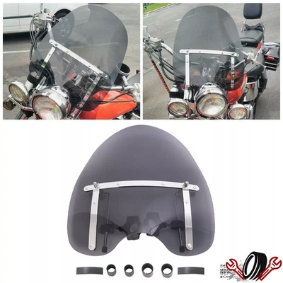 For Suzuki Boulevard C50 M50 C90 M90 19"x17" Smoked Windshield 7/8" 1" Handlebar - Image 1 of 4