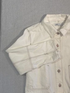 Zara Women’s Denim Jean Jacket White Size XL - Picture 1 of 9