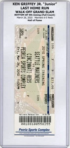 Ken Griffey Jr LAST HR HOME RUN W-OFF G-SLAM Mariners Reds 3/26/2010 Full Ticket - Picture 1 of 12