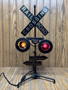 American Train Signal Crossing Light Up Display 17.5” Tall Man Cave - Picture 1 of 10