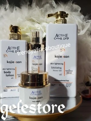 4pcs. ACTIVE Caviar Kojie San  Lotion,Shower Gel. OIL, FACE CREAM. 💯 Organic  - Image 1 of 4