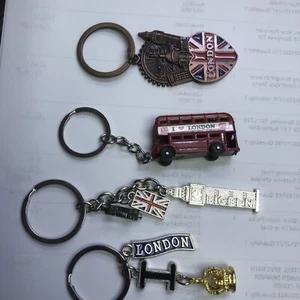 4 LLAVEROS BRITÁNICOS MINI LONDRES BRELOCK METAL FUNDIDO A PRESIÓN REGALO DE RECUERDO - Imagen 1 de 4