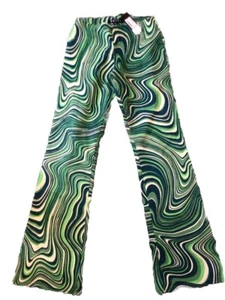 BNWT Motel Ripple Green 70s Trousers Size XS - Picture 1 of 1