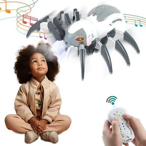 Kids RC Spider Robot Realistic LED Light, Music & Spray Effect Pretend Play Set - Picture 1 of 12