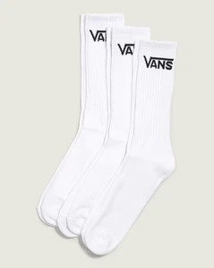 VANS Crew Socks White 3 Pack Pairs Classic Cotton Men's Large size 9.5-13 white - Picture 1 of 4