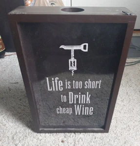 Sentiment Cork Holder wooden hangable Life is too short to drink cheap wine - Picture 1 of 6