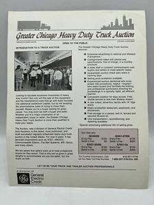 1985 GREATER CHICAGO HEAVY DUTY TRUCK AUCTION GE Credit Advertising Brochure - Picture 1 of 1
