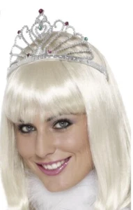 5 diademi a ventaglio gioiello di Smiffy in argento. Vestito fantasia cosplay principessa/gallina. Nuovo - Foto 1 di 5