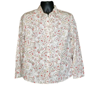 Laura Scott Long Sleeve Button up Ruffle Neckline Signature Fit Size Large - Picture 1 of 8