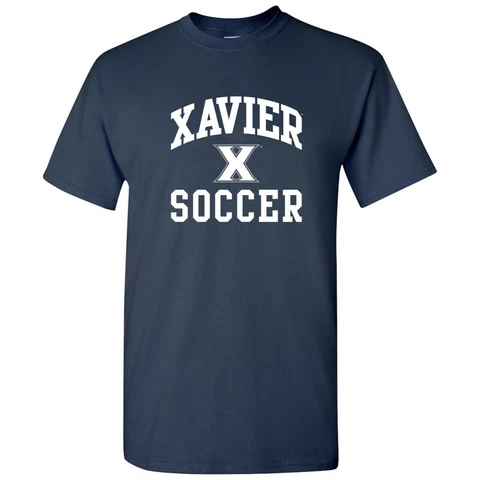 Xavier Musketeers Arch Logo Soccer University College Sports T-Shirt - Navy Cover