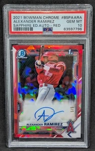 2021 Bowman Chrome ALEXANDER RAMIREZ Red Sapphire Refractor AUTO RC 5/5 PSA 10 - Picture 1 of 4