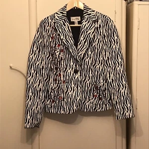Joseph Ribkoff Size 10 Zebra Print Blazer Jacket with Embellishments - Picture 1 of 17